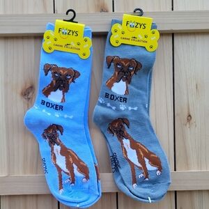 NWT Foozy's Boxer Dog Socks - Blue and Gray - Unisex